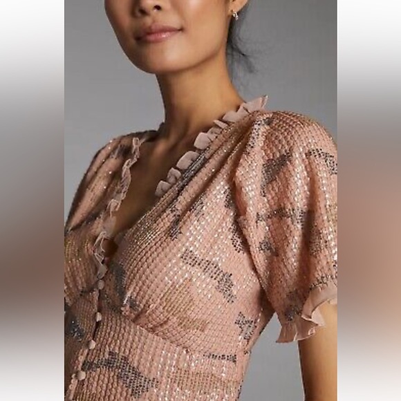 Anthropologie Forever That Girl Sequined V-Neck Blouse Sz. L NWT - Picture 2 of 7